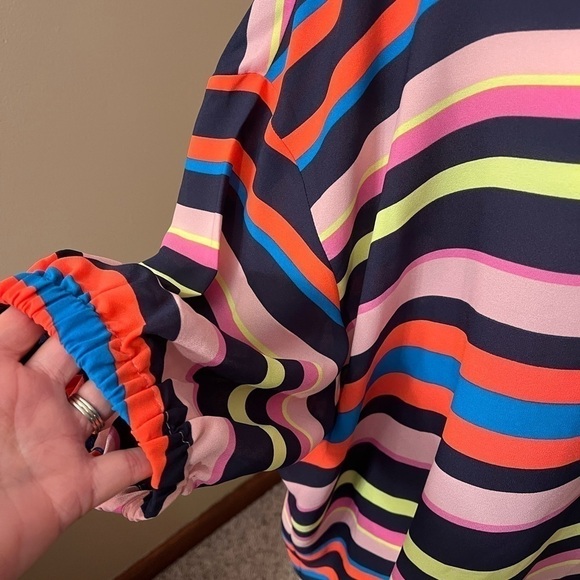 Project RUNWAY Rainbow Striped Top Sz L - Picture 2 of 5